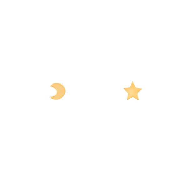گوشواره طلا 18 عیار زنانه پرسته مدل ماه و ستاره 