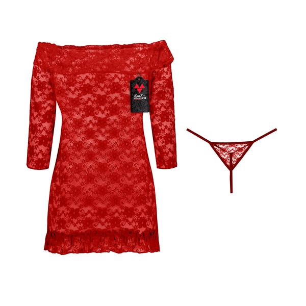 لباس خواب زنانه شباهنگ مدل  DELBAR  رنگ قرمز