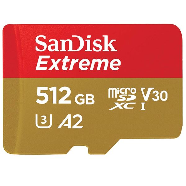 کارت حافظه microSDXC سن دیسک مدل Extreme کلاس A2 استاندارد UHS-I U3 سرعت 190MBps ظرفیت 512 گیگابایت