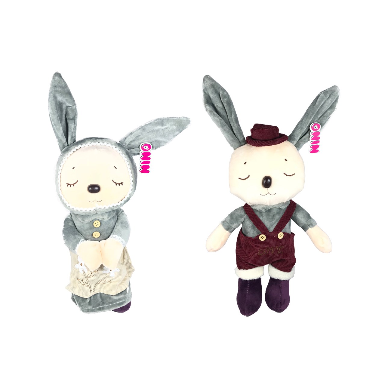 عروسک خرگوش نینو مدل خانم و آقای کشاورز بسته دو عددی ارتفاع 45 سانتی متر