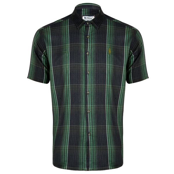 پیراهن آستین کوتاه مردانه مدل نخ پنبه چهارخانه 329003012 رنگ سبز