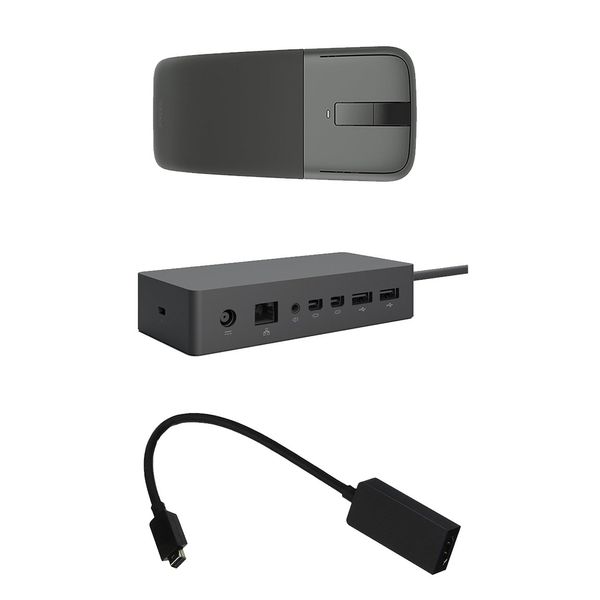 داک مایکروسافت مدل Surface Dock به همراه ماوس مایکروسافت و تبدیل Mini DisplayPort به HDMI مایکروسافت