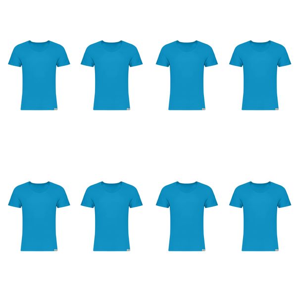 زیرپوش آستین دار مردانه برهان تن پوش مدل 3-02 بسته 8 عددی رنگ آبی فیروزه ای