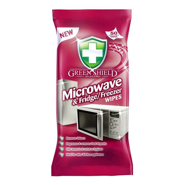 دستمال مرطوب پاک کننده سطوح بهداشتی گرین شیلد مدل Microwave بسته 50 عددی