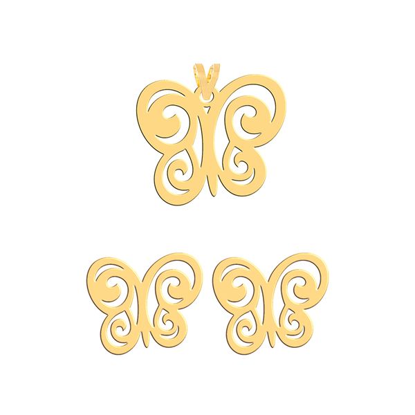 نیم ست طلا 18 عیار زنانه فرشته مدل پروانه  WHSLZ-000516