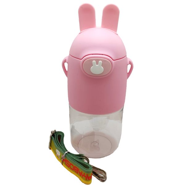 قمقمه کودک مدل نی دار بند دار طرح خرگوش گنجایش 0.6 لیتر