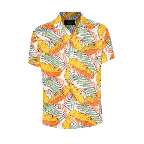 پیراهن آستین کوتاه مردانه انورسالار مدل  هاوایی رنگ نارنجی
