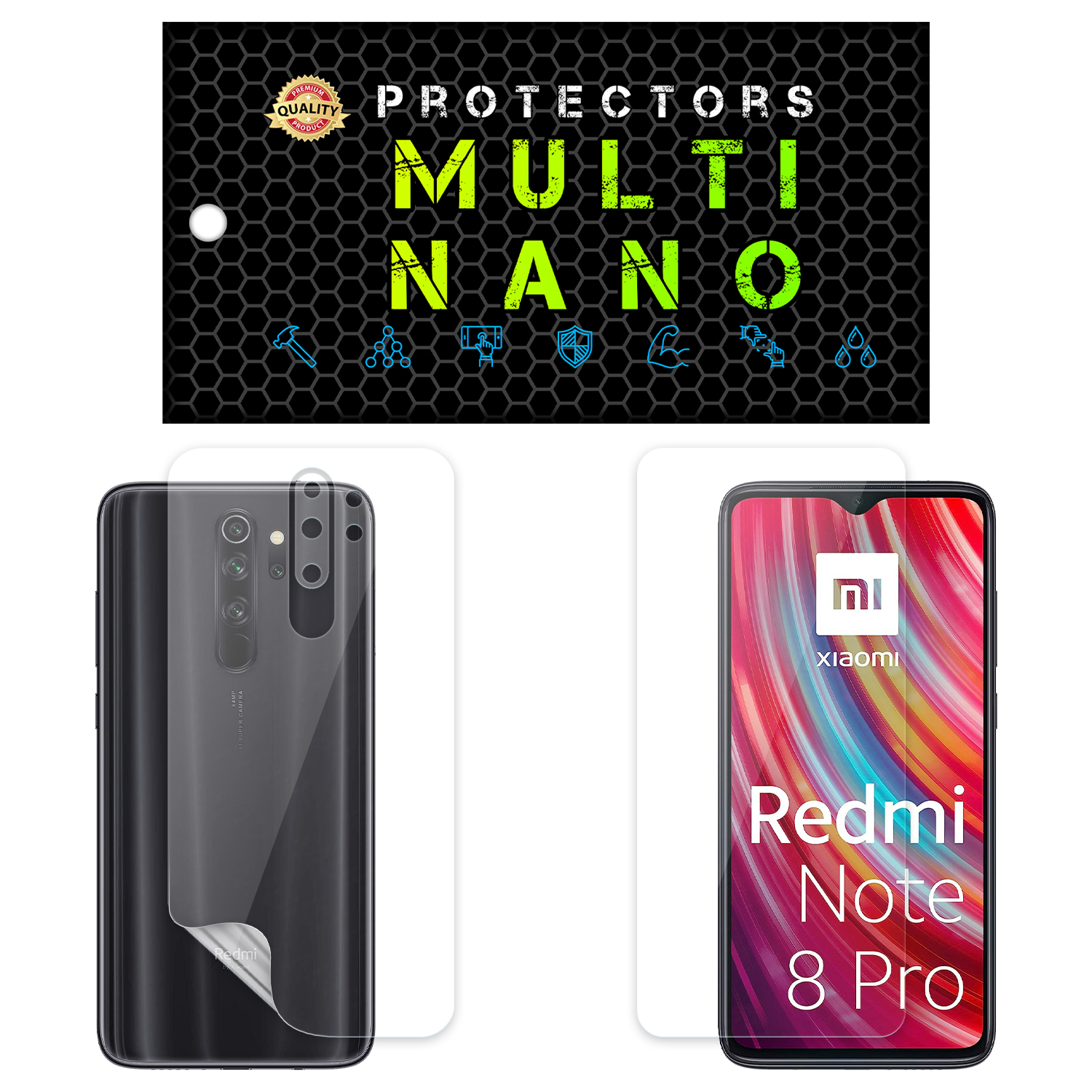 محافظ صفحه نمایش مولتی نانو مدل X-SFT مناسب برای گوشی موبایل شیائومی Redmi Note 8 Pro به همراه محافظ پشت