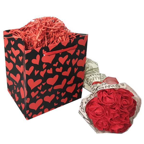 پاکت هدیه ایرسا طرح هدیه-1 به همراه گل کاغذی