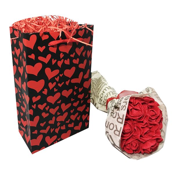 پاکت هدیه ایرسا طرح هدیه-8 به همراه گل کاغذی