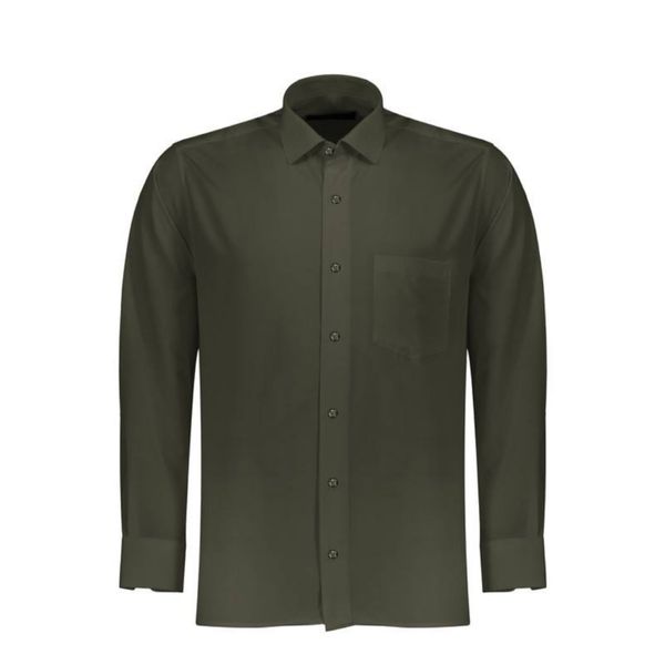 پیراهن آستین بلند مردانه مدل کلاسیک  کد SY01 رنگ سبز یشمی