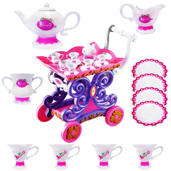 اسباب بازی ست چای خوری و چرخ دستی چای ژیونگ چنگ مدل Beauty Tea Cart Set 008-36A 