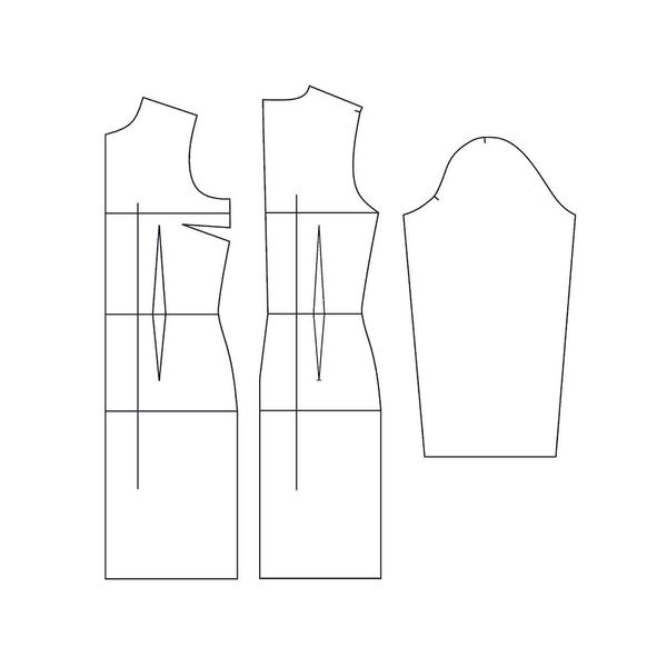 الگو بالا تنه و آستین مانتو مدل پنس دار متد تجاری سایز 48