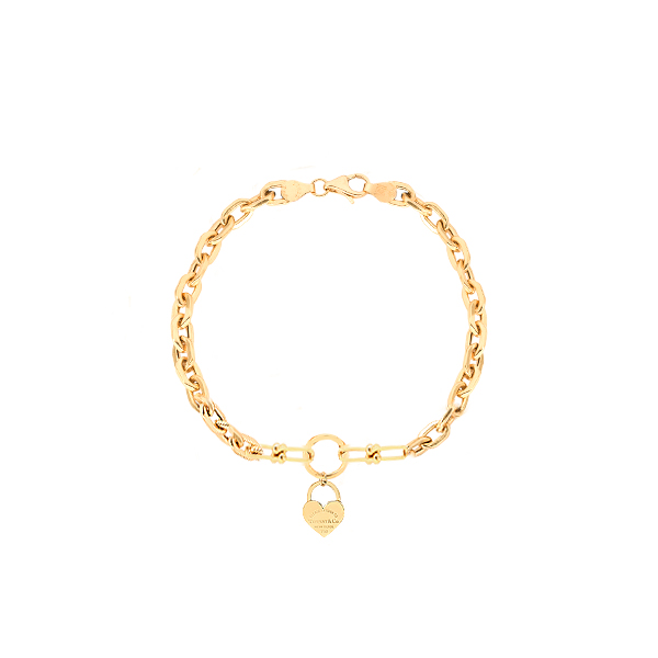 دستبند طلا 18 عیار زنانه ماوی گالری مدل هرمس و تیفانی آویز قلب