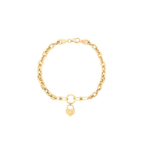 دستبند طلا 18 عیار زنانه ماوی گالری مدل هرمس و تیفانی آویز قلب