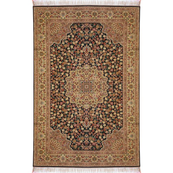 فرش ماشینی رادین اصفهان طرح گل رز رنگ زمینه قهوه ای