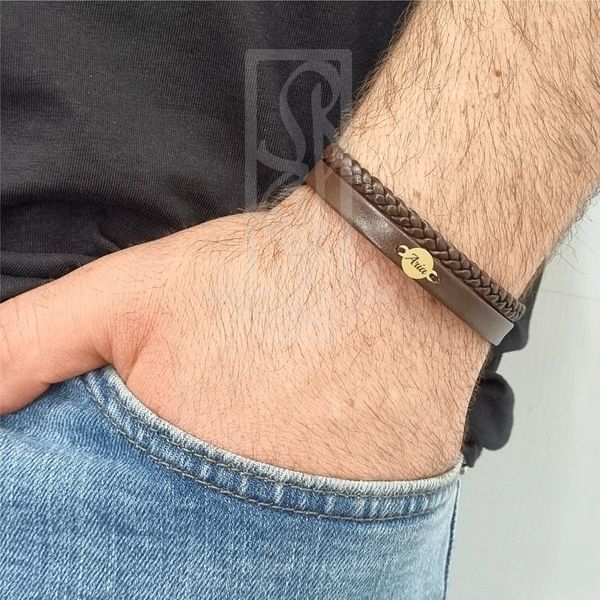 دستبند طلا 18 عیار مردانه لیردا مدل اسم آریا 834