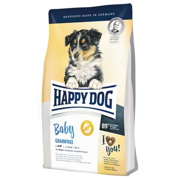غذای خشک هپی داگ مناسب برای توله سگ نژاد متوسط و بزرگ بدون غلات وزن 10 کیلو
