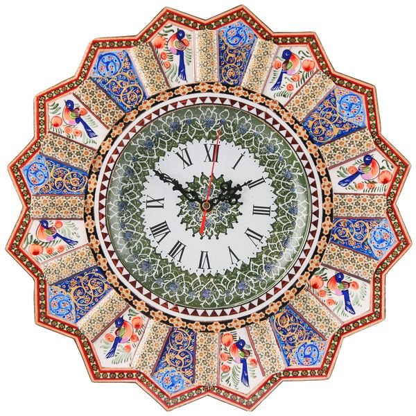 ساعت دیواری خاتم کاری گالری مثالین مدل گل و مرغ کد 141205