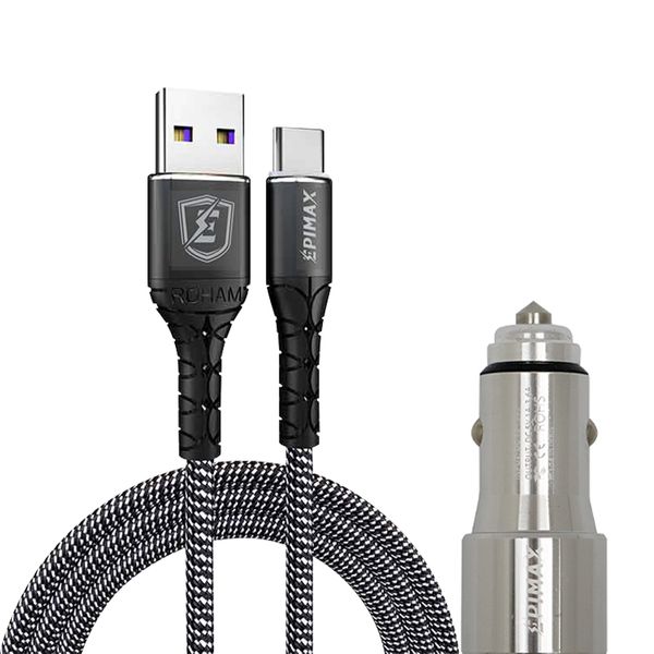 شارژر فندکی اپی مکس مدل EU-25 به همراه کابل تبدیل USB-C