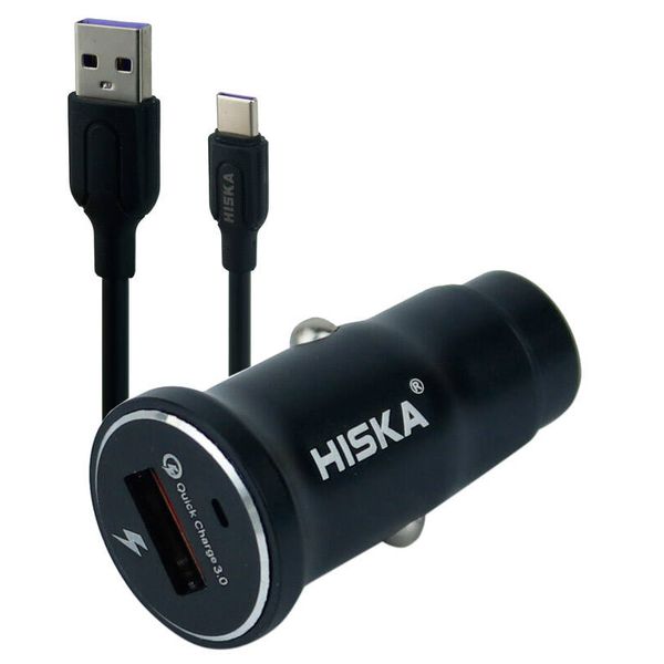 شارژر فندکی هیسکا مدل CC-301Q به همراه کابل تبدیل USB-C
