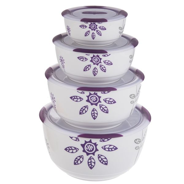 ست 4 تکه ظرف نگهدارنده باریکو مدل Round Purple Jasmine