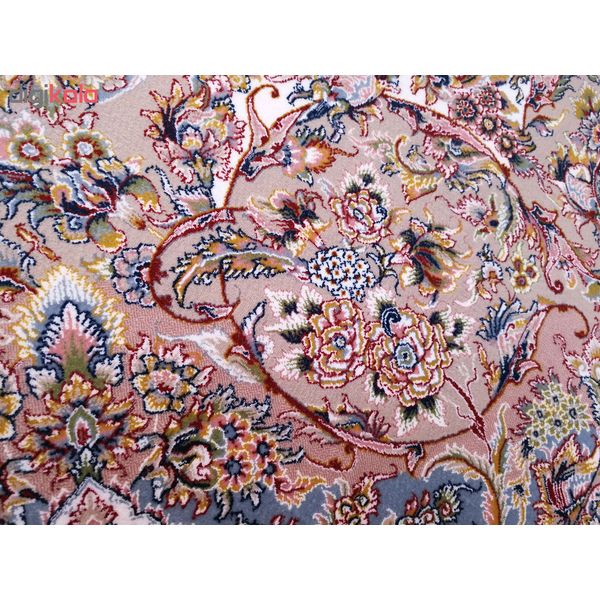 فرش ماشینی زمرد مشهد طرح 45001 زمینه کرم صورتی