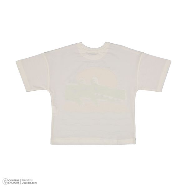 ست تی شرت آستین کوتاه و شلوارک پسرانه سون پون مدل 1099 رنگ سفید
