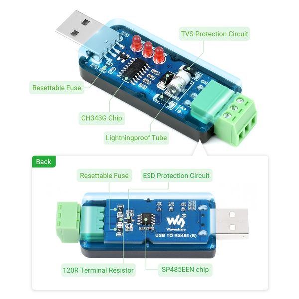 مبدل صنعتی USB به سریال ویوشیر مدل USB TO RS485 (B)