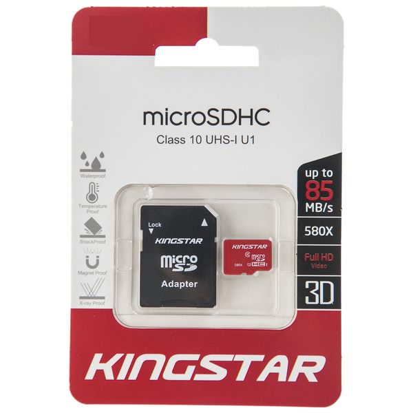 کارت حافظه microSDHC کینگ استار کلاس 10 استاندارد UHS-I U1 سرعت 85MBps همراه با آداپتور SD ظرفیت 8 گیگابایت