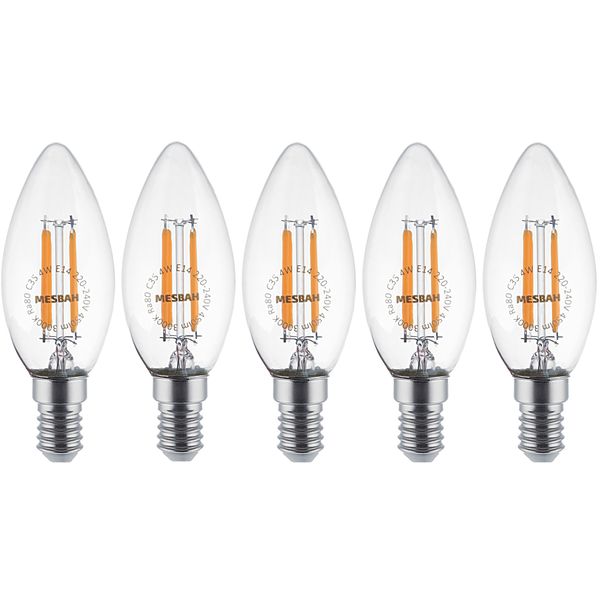 لامپ ال ای دی فیلامنتی 4 وات مصباح مدل شمعی کد C35 پایه E14 بسته 5 عددی