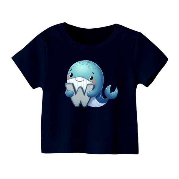 تی شرت آستین کوتاه بچگانه مدل نهنگ کد ۳ رنگ سورمه ای