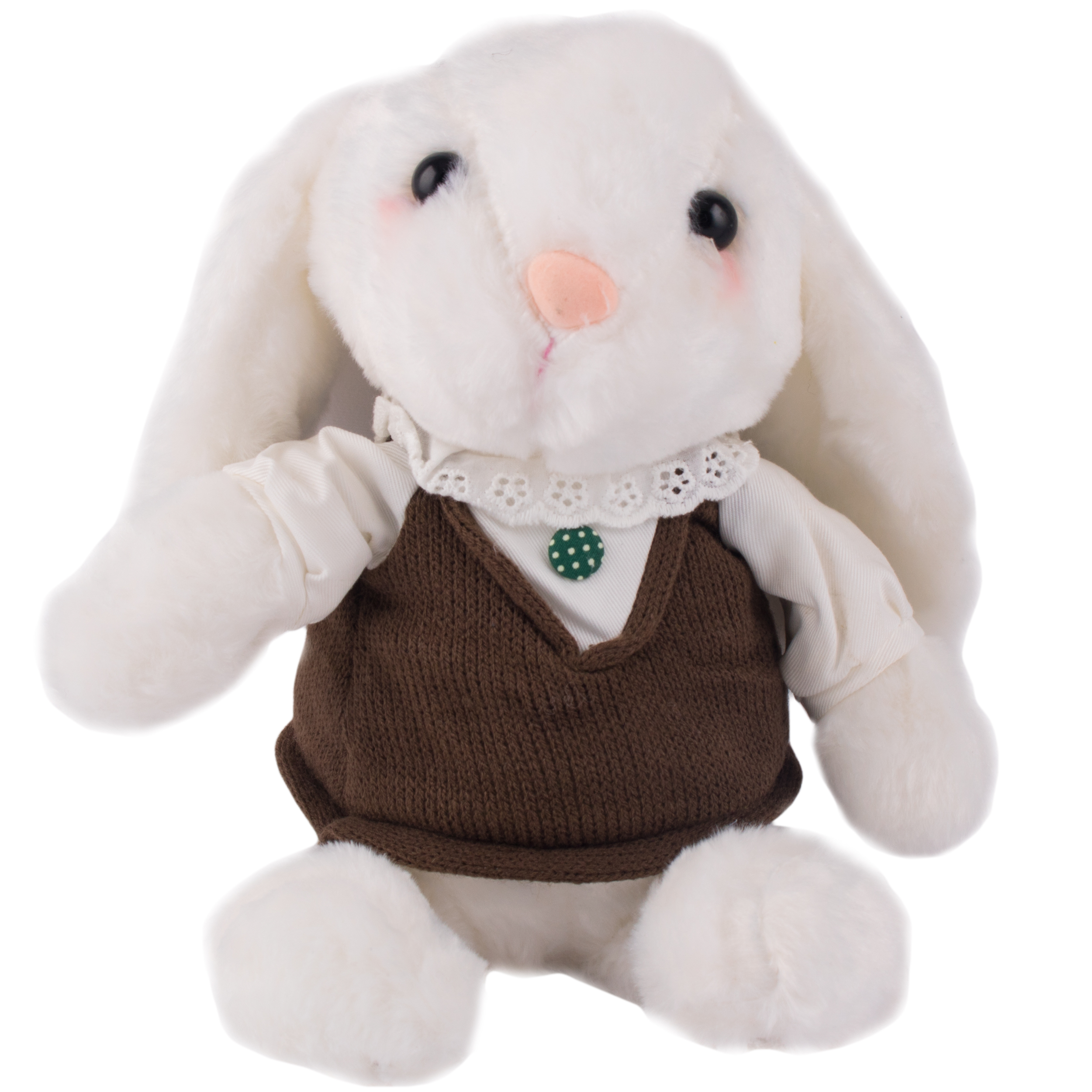 عروسک کیدزلند مدل خرگوش سفید پلیور پوش متوسط کد JT231B ارتفاع 30 سانتی متر