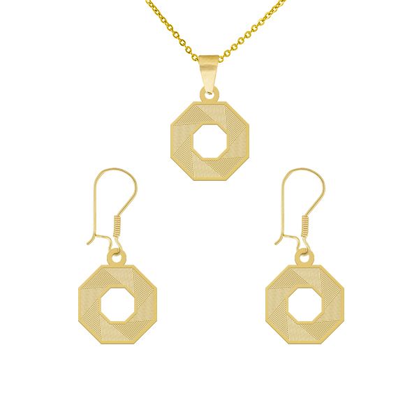 ست طلا 18 عیار زنانه طلای کامک مدل شش ضلعی 