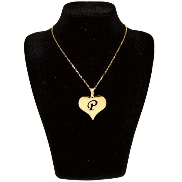 گردنبند طلا 18 عیار زنانه طلای کامک مدل قلب طرح نوشته P