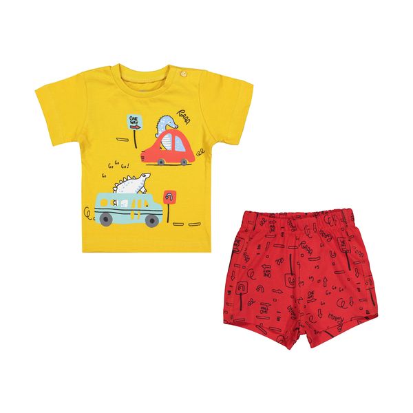 ست تی شرت آستین کوتاه و شلوارک نوزادی پسرانه جی بی جو مدل 70160-15