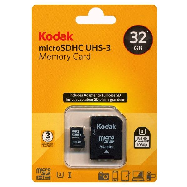 کارت حافظه microSDHC کداک کلاس 10 استاندارد UHS-I U3 سرعت 90MBps همراه با آداپتور SD ظرفیت 32 گیگابایت