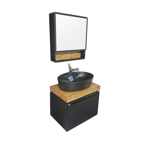 ست کابینت و روشویی سینا مدل آلتین مشکی به همراه آینه باکس