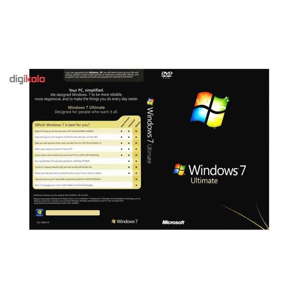 مایکروسافت ویندوز 7 نسخه Ultimate 64-bit - life time - لایسنس OEM بهمراه آفیس پرفشنال پلاس 2010