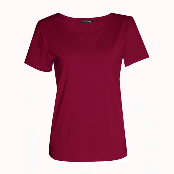 تی شرت آستین کوتاه زنانه جوتی جینز مدل بیسیک کد 1551381 رنگ زرشکی