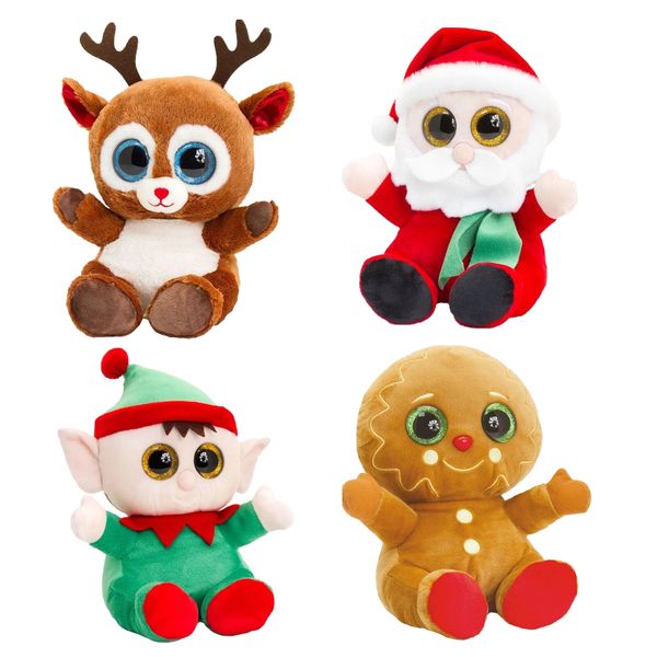 عروسک کیل تویز طرح بابانوئل مدل Keel Toys Animotsu Christmas Characters ارتفاع 15 سانتی متر بسته 4 عددی