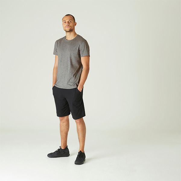 تی شرت ورزشی مردانه  دکتلون مدل Fitness100 رنگ خاکستری