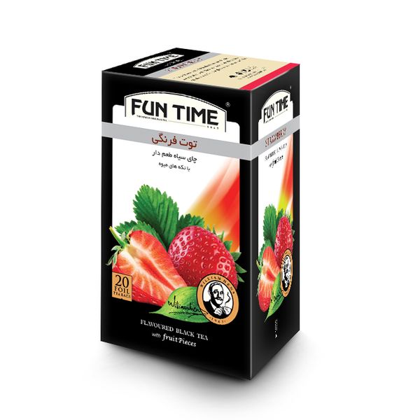 چای کیسه ای میوه ای فان تایم مدل توت فرنگی بسته 20 عددی
