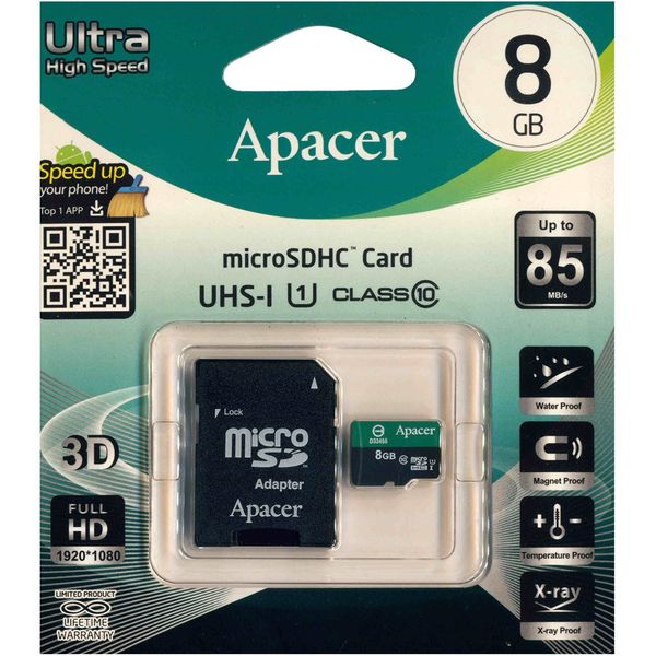 کارت حافظه اپیسر مدل Color Ultra High Speed کلاس 10 استاندارد سرعت UHS-I U1 سرعت 85MBps همراه با آداپتور SD ظرفیت 8 گیگابایت