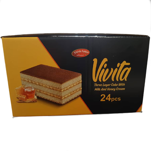 کیک با کرم شیر عسل ویویتا شیرین وطن - 60 گرم بسته  24 عددی