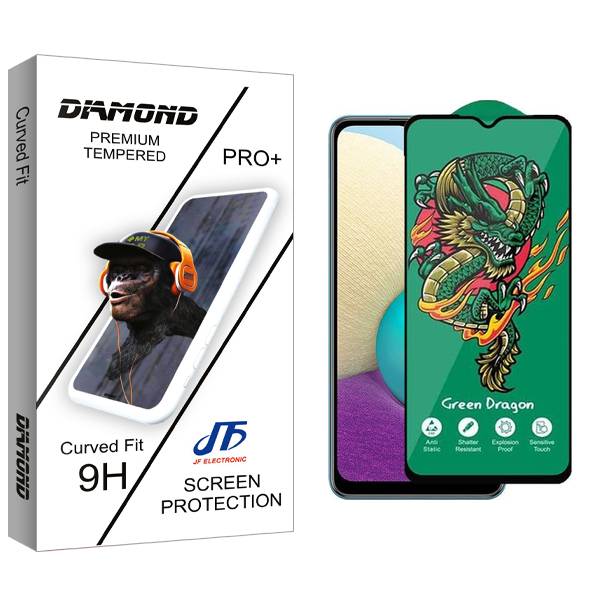 محافظ صفحه نمایش جی اف مدل Diamond Green_Dragon مناسب برای گوشی موبایل سامسونگ Galaxy A02