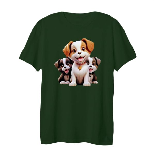 تی شرت لانگ آستین کوتاه  زنانه مدل سگ کد 1 رنگ سبز