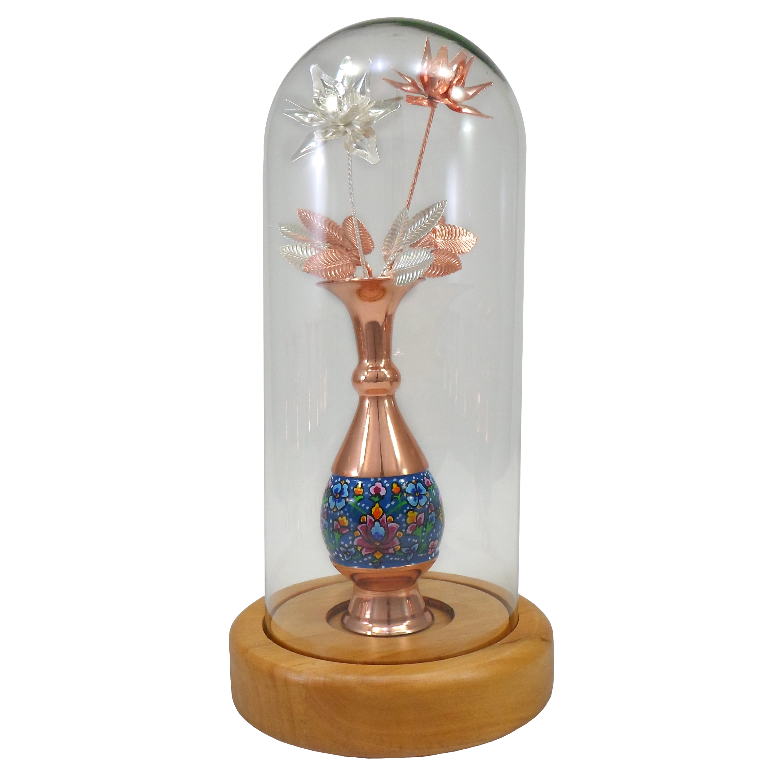 گلدان مسی سلام مدل پرداز حبابی کد 16 به همراه گل