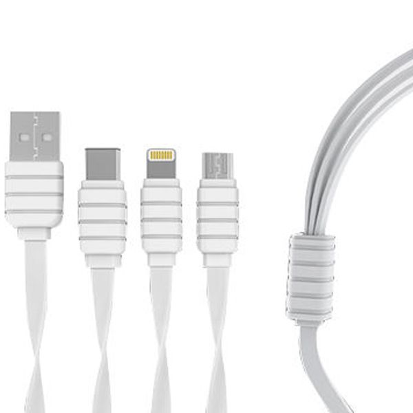 کابل تبدیل USB به microUSB /لایتنینگ/ USB-C کانفلوم مدل S57 طول 1.2 متر