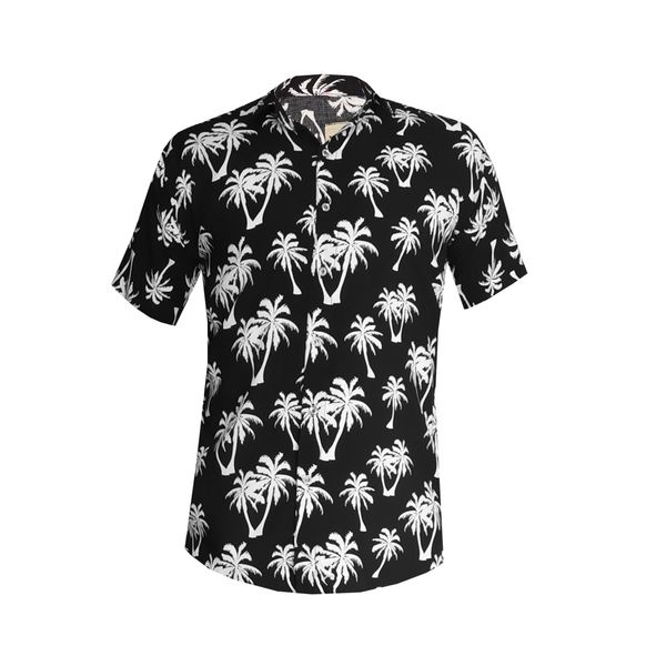 پیراهن آستین کوتاه مردانه مدل هاوایی نخل کد H-nakhl رنگ مشکی